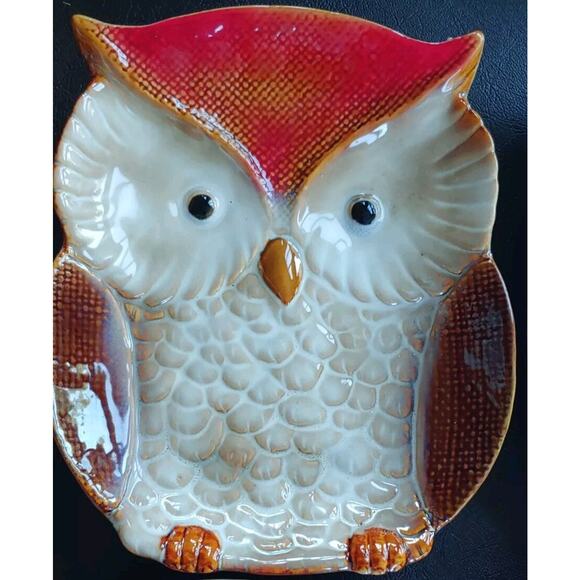 Owl Plate Ceramic-8" Bird Trinket Dish/Serving Dish-Pre-Owned - Picture 5 of 12